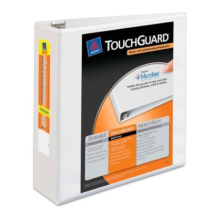Avery Dennison Avery  Touchguard Antimicrobial View Binder with Slant Rings, 3" Capacity, White 17144*****